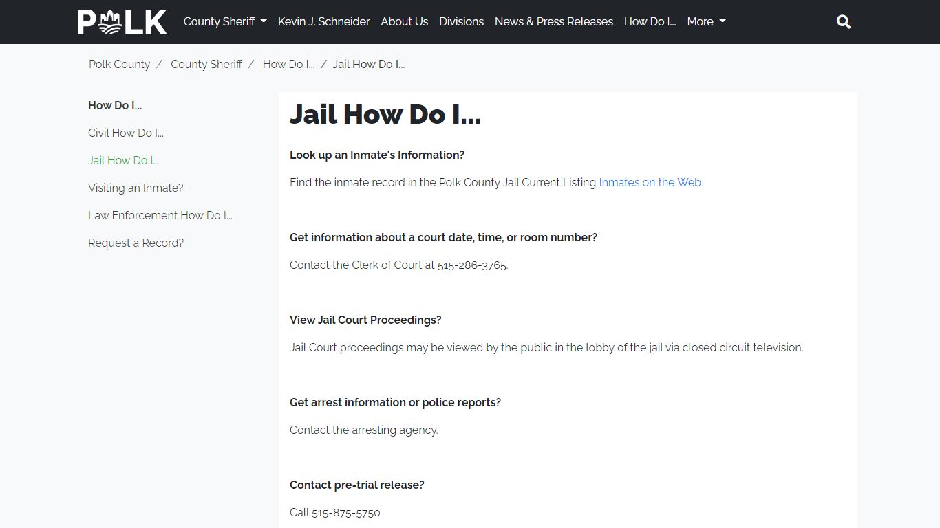 Jail How Do I... - Polk County Iowa
